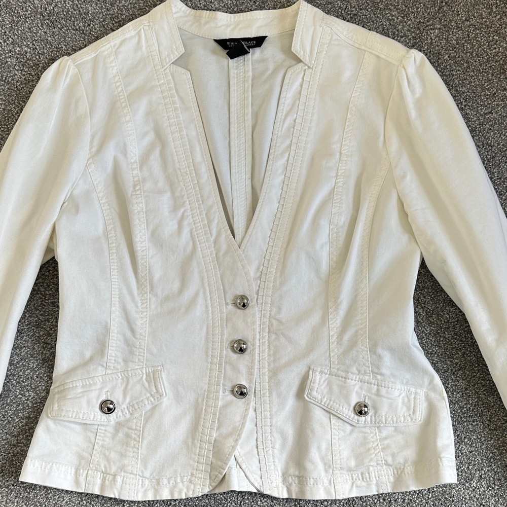 White House Black Market white Blazer with Silver Buttons - Picture 2 of 4